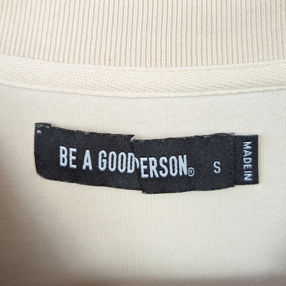 Be A Good Person Beige Terrycloth Pullover Sweatshirt Size Small Oversized - Picture 5 of 8